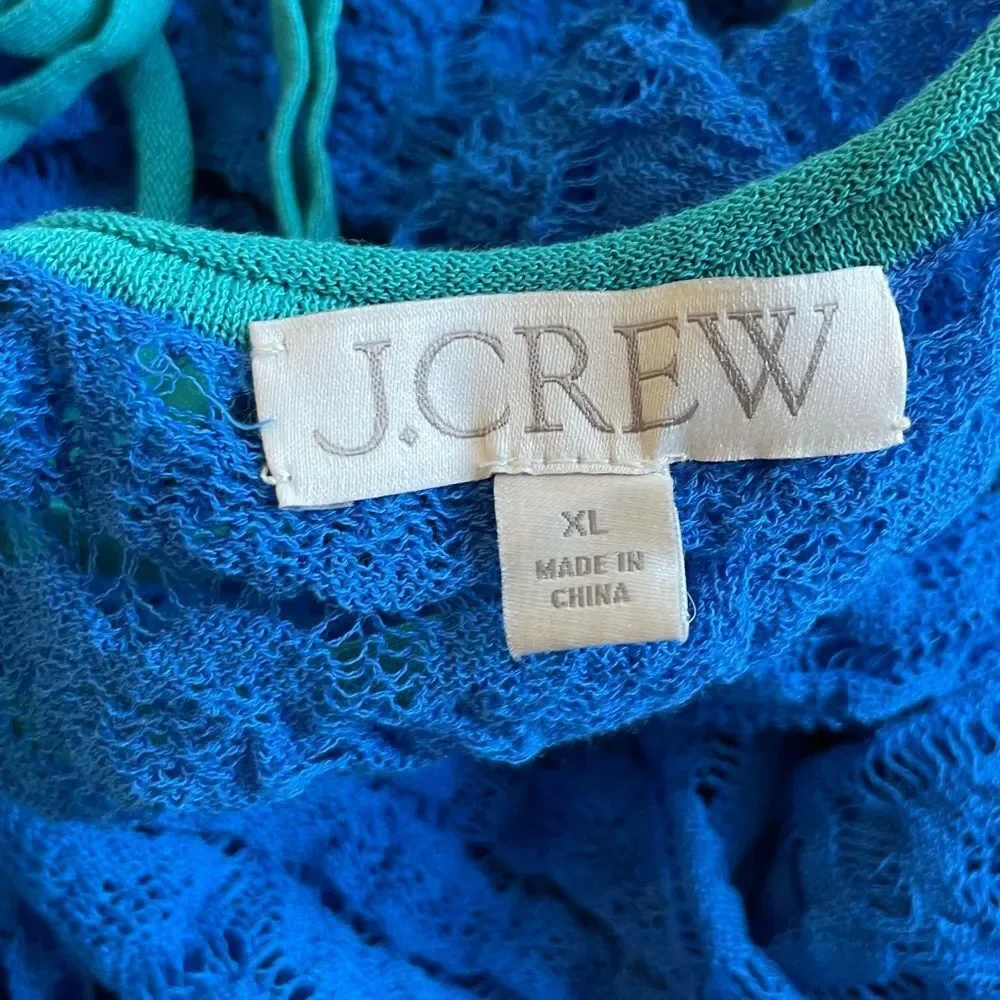 J Crew Limited Edition Blue Open Back Lace Mini Sweater Dress Size XL